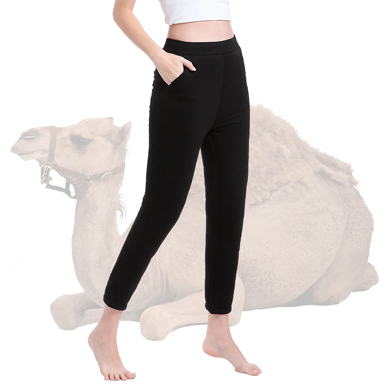 2019 зимние Утепленные теплые брюки с верблюжьими волосами женское теплое