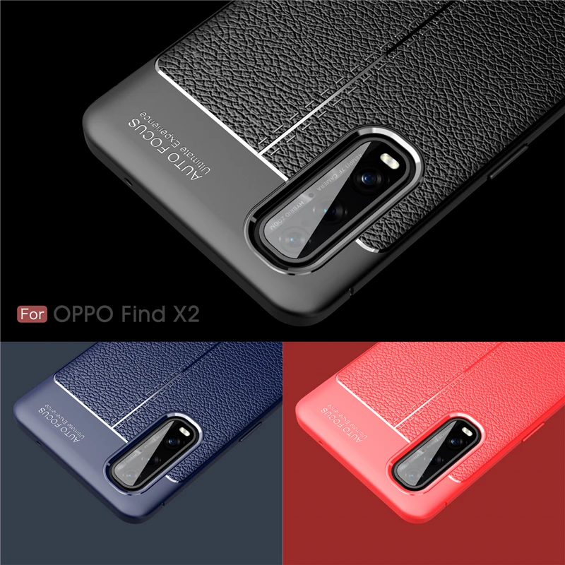 for oppo find x2 case silicon rubber soft leather texture armor bumper case for oppo find x2 shell case cover for oppo find x2 free global shipping