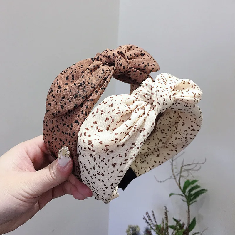 

Простой шифоновый ободок для женщин, яркий цветочный широкий ободок, Женский ободок с разноцветным бантом, винтажные аксессуары для волос