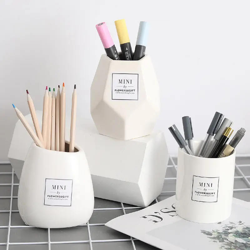 

Creative pen holder ceramic kawaii desk accessories pencil cup brush holder makeup school supplies pencil organizer for desk