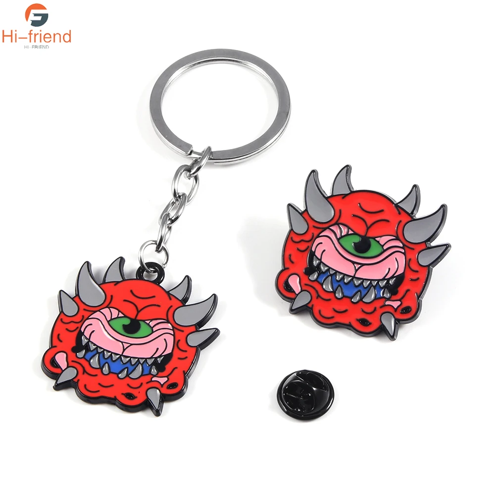

Doom Enamel Keychain CacoDemon Red Super Villain Cute Casual Brooch for Women Men Coating Leader Buckle Pin Party Gift