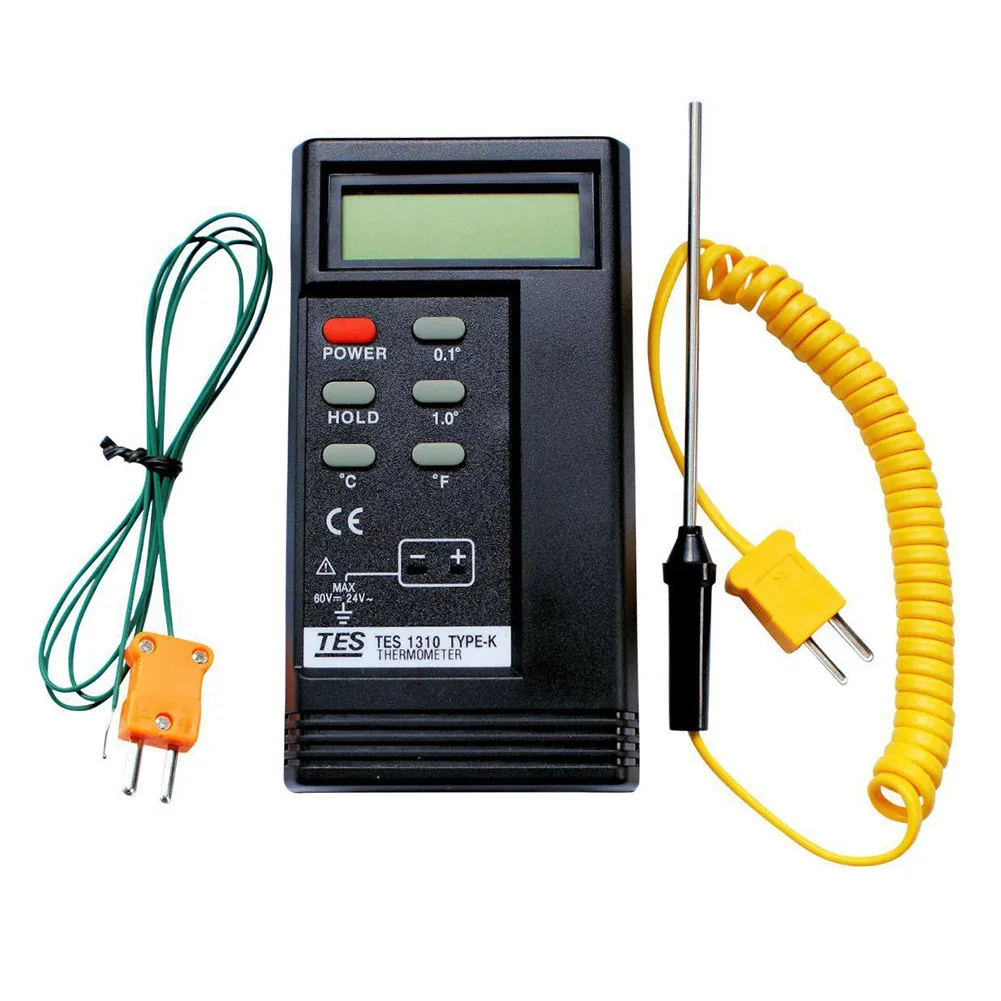 Цифровой термометр K Type TES 1310 с термопарой 2 датчика 1300 °C BGA HVAC жидкость