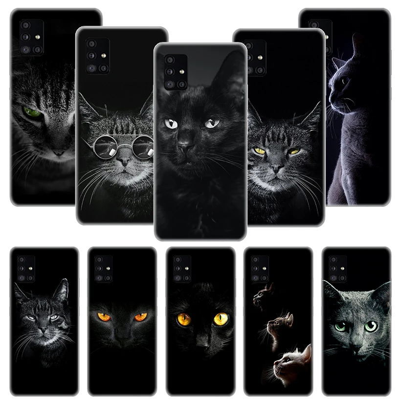 

Kawaii Black Cats Phone Case Funda For Samsung Galaxy A51 A71 A02S A50 A70 A30 A40 A20 A10S A20E A01 A91 A81 Cover Coque Capa