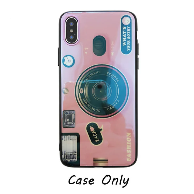 Only Case Pink 3D Ретро чехол с ремешком для камеры для iphone 11 Pro X XR XS MAX 6 7 8 Plus для samsung S8 S9 Модный складной держатель силиконовый чехол Note10 - Цвет: Only Case Pink