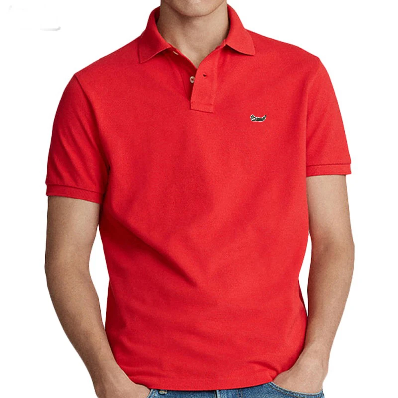 

High Quality Summer Shark Yang Logo Fit Men's Casual 100% Mesh Cotton Short-Sleeve Polo Shirt Lapel T-Shirt Top Plus Size 5XL