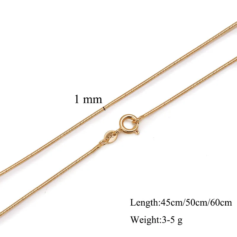 MxGxFam ( 45 см/50 см/60 см * 1 мм) золотой цвет 18 k маленькие змеиные цепи для подвесок|snake