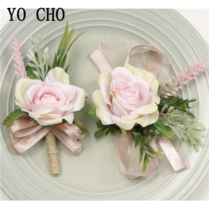 Бутоньерка для жениха YO CHO свадебная бутоньерка браслет белая искусственная