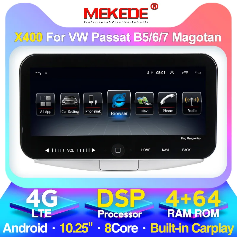MEKEDE 10 25 ''автомобильное радио для VW Volkswagen Passat B7 B6 2010 2015 Magotan CC 4 Гб ROM 64 USB DSP FM GPS