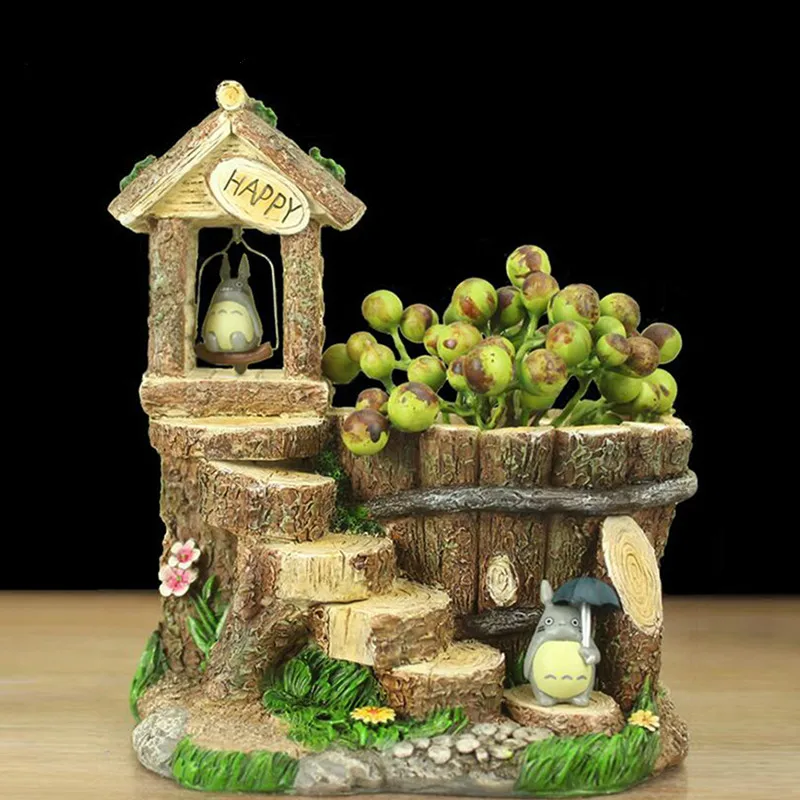 

Resin Succulents Flowerpot Wood Tree Stump Maceteros Mini Plant Flower Pot Pottery Bonsai Fleshy Home Garden Decoration Macetero