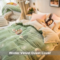 1pc double side fleece duvet cover cartoon pineapple cherry avocado print winter warm blankets for bed thick velvet quilt cover