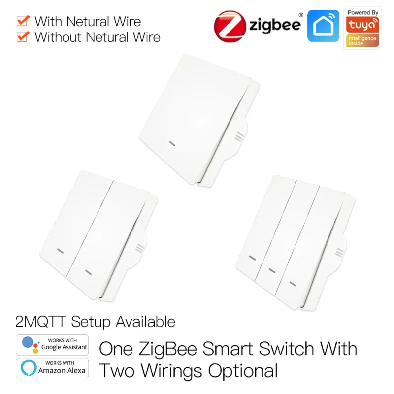 Настенный выключатель Tuya ZigBee Smart Wireless Key Light Zero Line Fire Wire с/без нейтральных