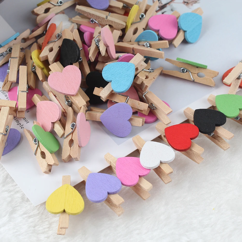 Прищепка деревянная в форме сердца для фото 50 шт.|Скребки| |