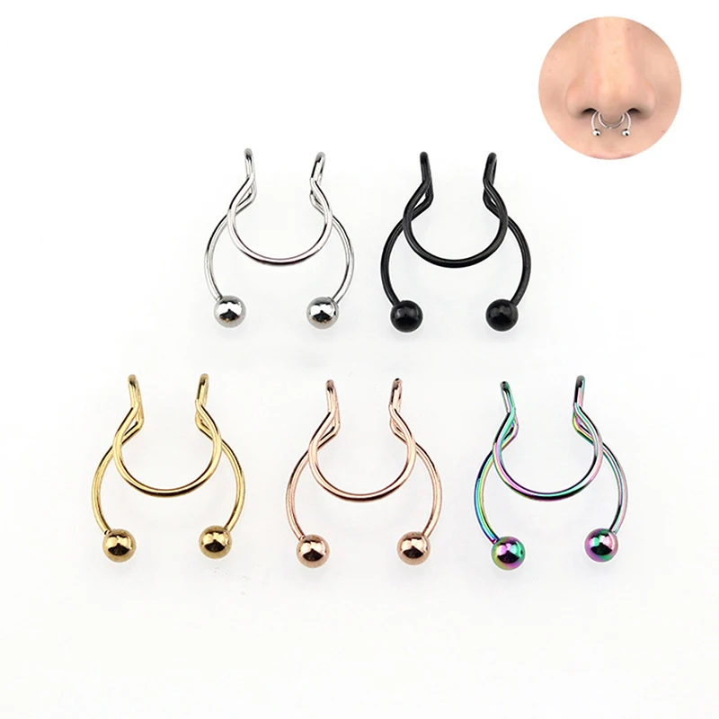 2021 Fake Piercing Nose Ring Alloy Hoop Septum Rings For Women Fashion Body Jewelry Gifts Magnetic | Украшения и аксессуары