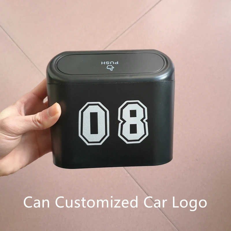 

Car Trash Can Flip Lid Dustbin DIY Customized Car Logo Rubbish Box Multifunction Storage Bins Waste Organizer Box Container
