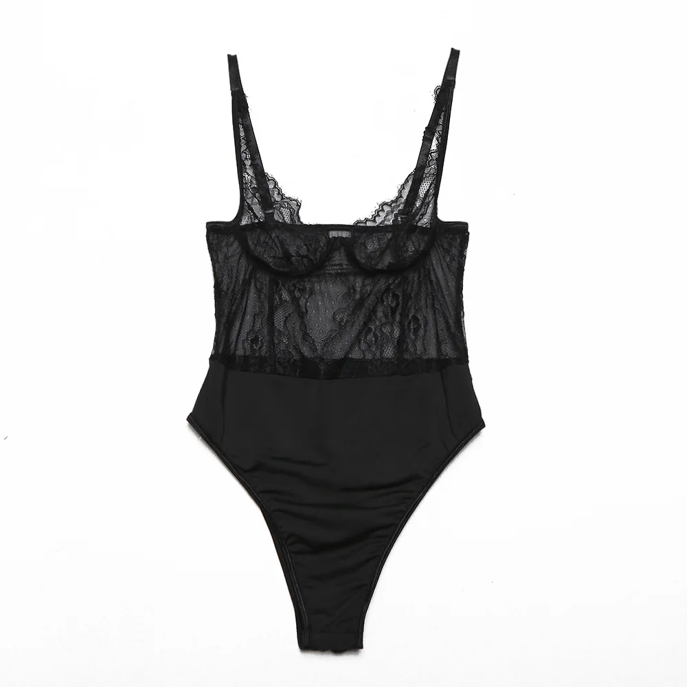 Женское нижнее белье сексуальное ночное цельное боди на пуговицах кружевное с
