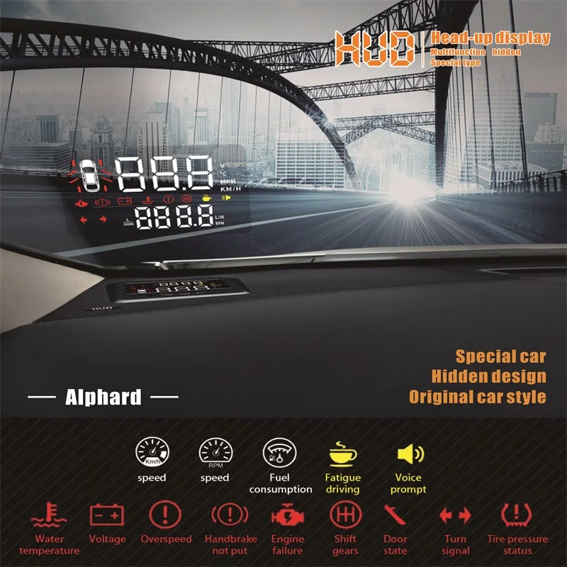Автомобильный HUD Head up display OBD II Защита от перенапряжения для Toyota 2018 новая система
