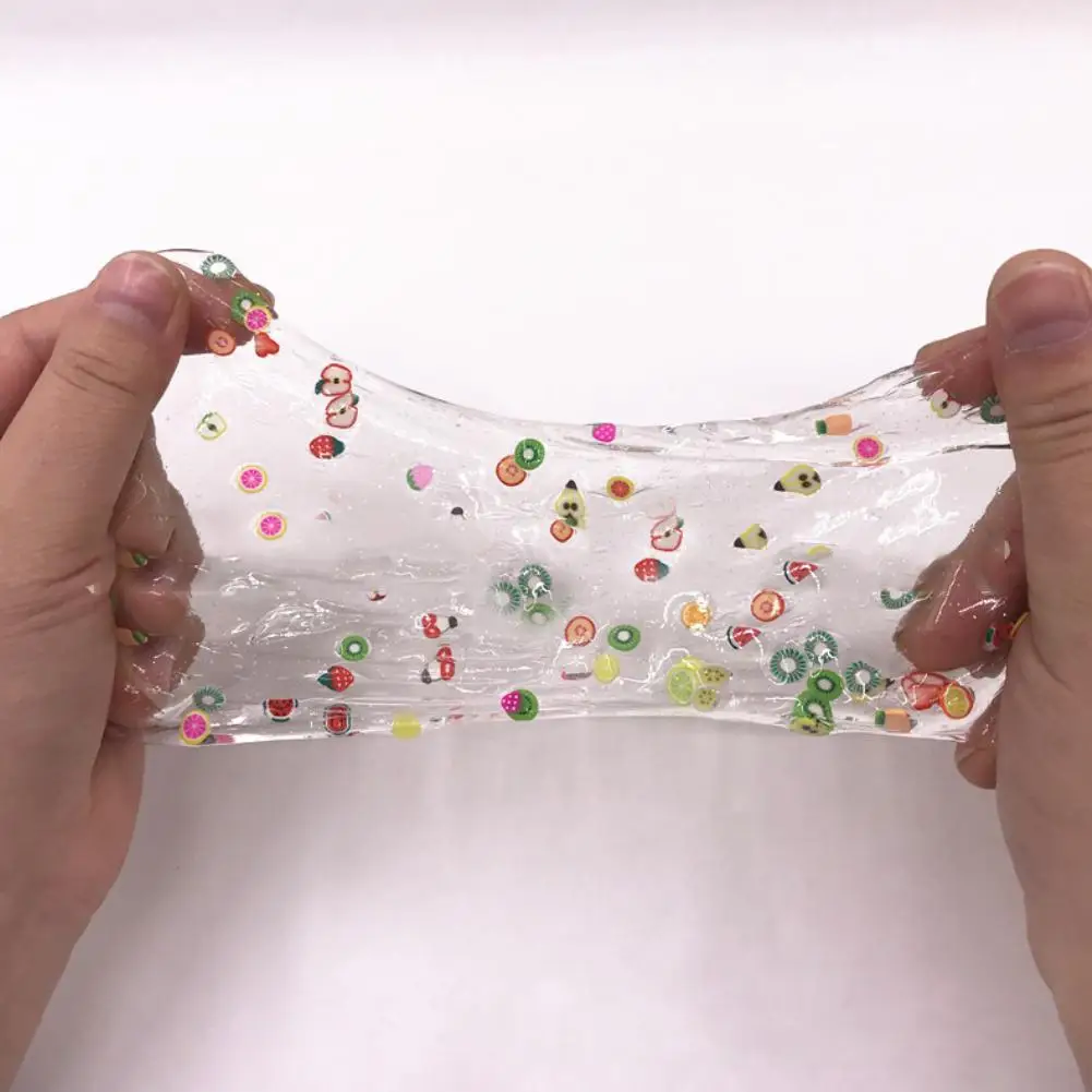 Paleta de barro m&aacute;gico transparente para adultos, juguete de descompresi&oacute;n para aliviar el estr&eacute;s, ensalada de frutas en rodajas, Slime-3