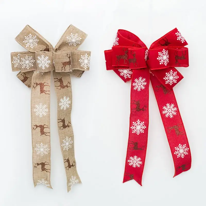 DIY Рождественский Бант Красный милый Декор подарочная коробка украшение лента