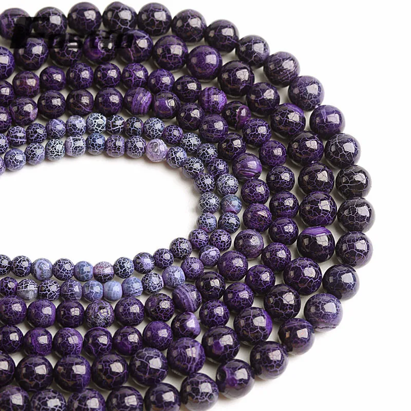 

Natural Stone Purple Oxidized Agate Beads For Jewelry Making Round Loose Beads Spacer 6/8/10mm DIY Bracelet Necklace