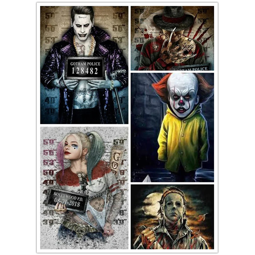 

Картина из фильма «ужасы», алмазная живопись, монахин, Джокер, домашнее украшение для стен, подарок на Хэллоуин, 5D полноразмерная вышивка, мо...