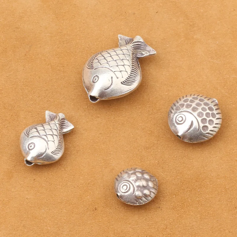Wholesale S925 Sterling Silver DIY Accessories Thai Handmade Cute Fish Bracelet With Cloud Beads