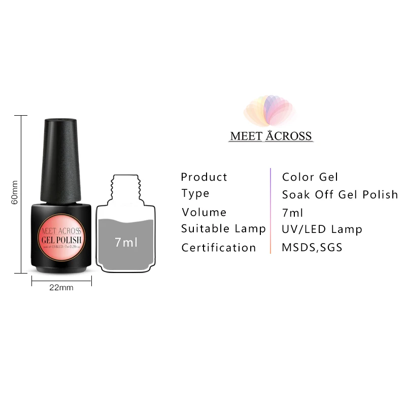 

MEET ACROSS 7ml Blue UV Nail Gel Polish Pure Blue Series Soak Off Nail Art Gel Varnish Long Lasting Manicure Design