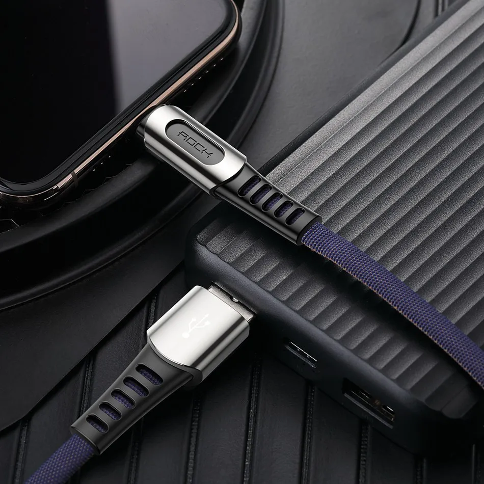 ROCK usb type C кабель 2.1A Быстрая зарядка и синхронизация данных шнур из цинкового сплава type-C телефонный кабель для samsung S10 Oneplus 7 Pro USB C провод