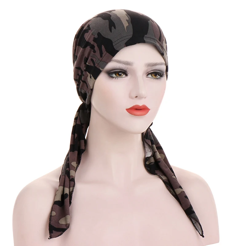 Шапка-тюрбан с цветочным принтом для женщин модный мусульманский хиджаб шарф