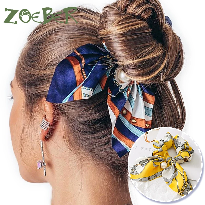 Жемчужные шифоновые эластичные резинки для волос с бантиком женщин и девочек