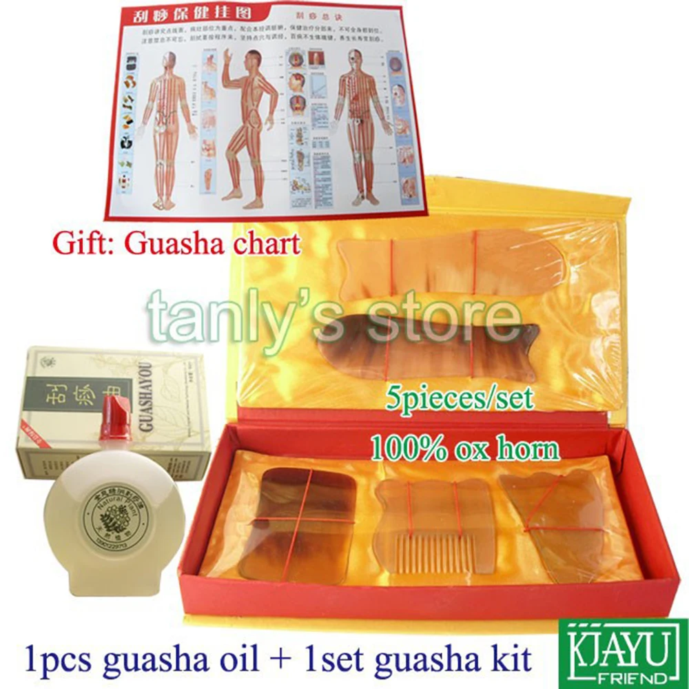 Массажный инструмент GuaSha beauty face kit ox horn 1 комплект guasha + шт. масло|oil pump tool|oil painting a
