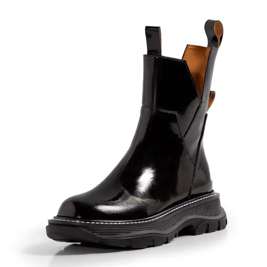 

Новинка 2021, женские весенне-зимние сапоги HKYX до колена с круглым носком, обувь на низком квадратном каблуке, женские мотоциклетные сапоги на...