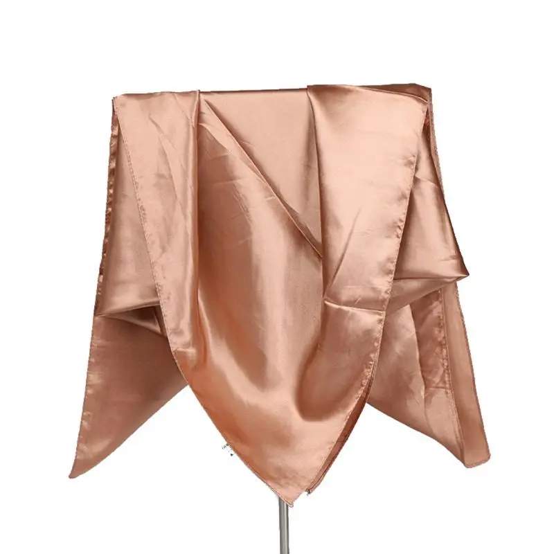 

Solid Color Satin Women Lady Large Square Scarf Muslim Imitation Silk Scarves Islamic Shawls