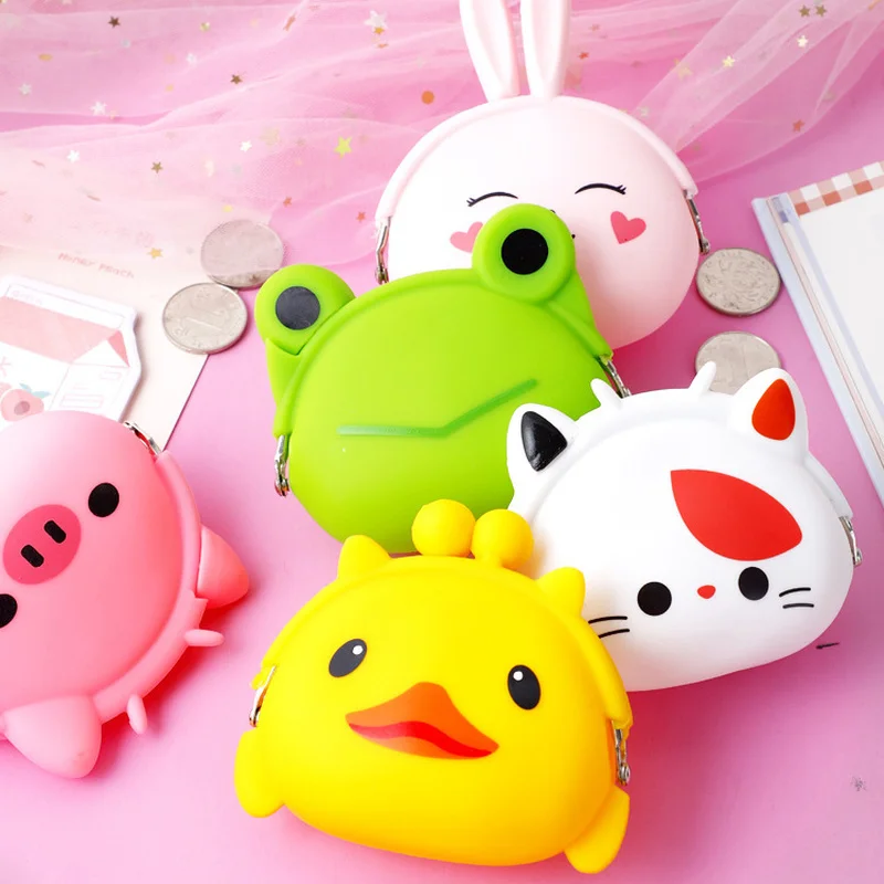 

Lovely Women New Coin Bag Silicone Storage Animal Panda Cat Bear Mini Pouch Coin Bag Change Wallet Purse Hasp New Design Wallets