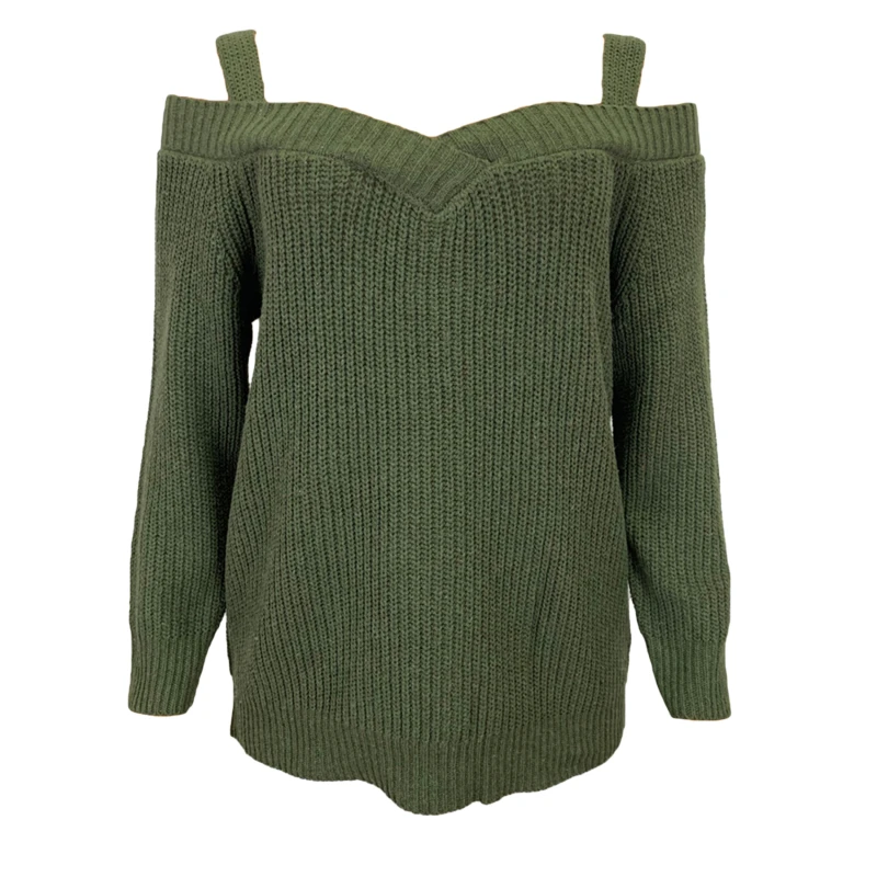 

Women Off Shoulder Sexy Sweater Autumn Spring 2021 Female Long Sleeve Knitted Gray Pullovers Sweaters Femme Knit Clothes