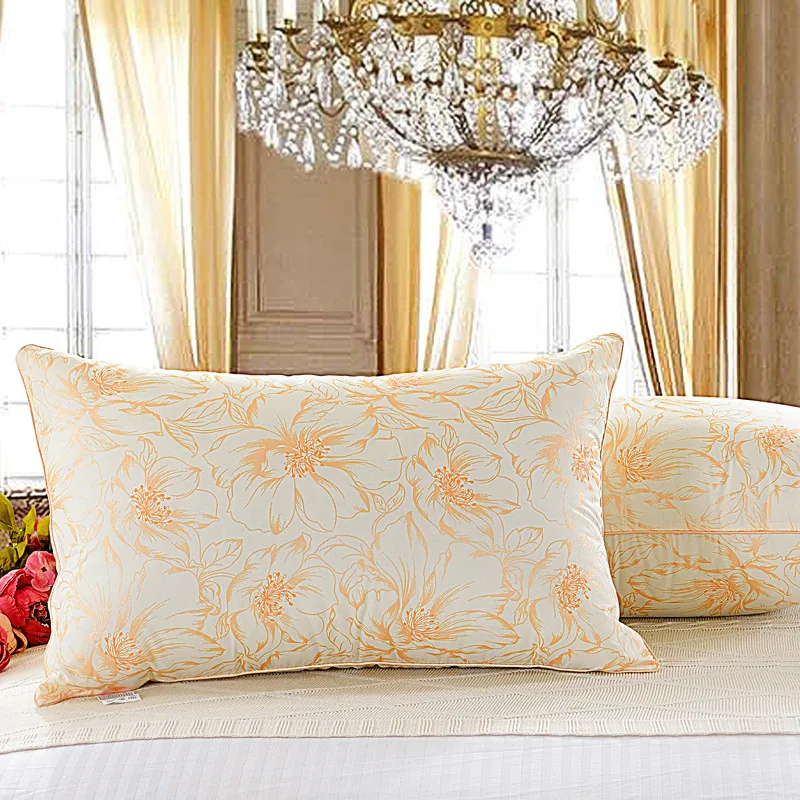 Подушка для сна из мягкой ткани с принтом перьев суперэластичная отеля