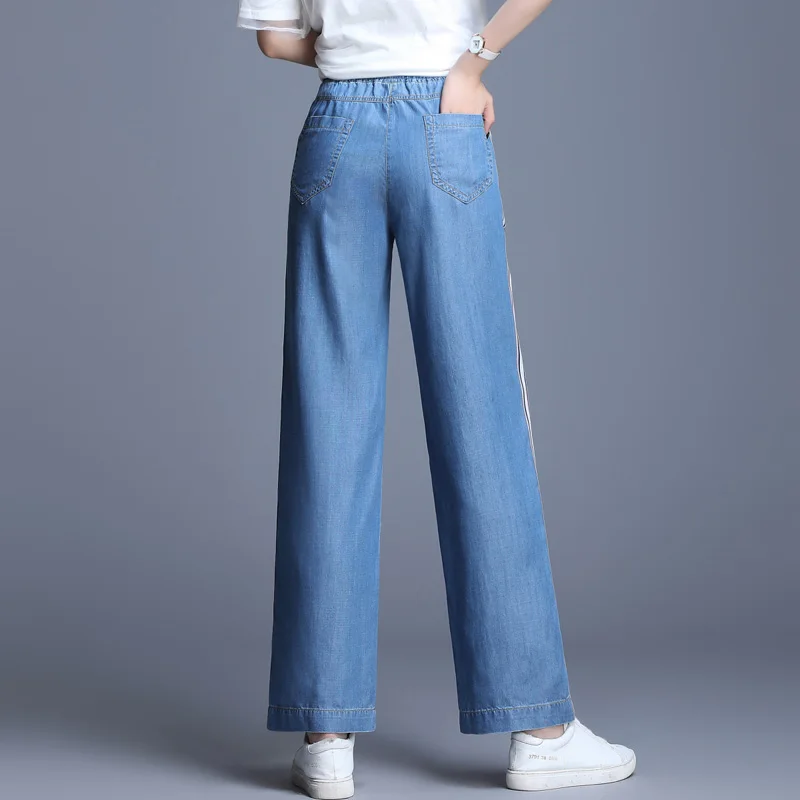 Джинсы женские с завышенной талией летние широкие брюки в Корейском стиле |