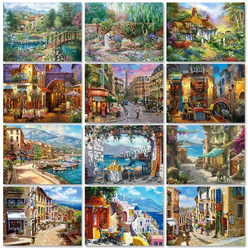 

PhotoCustom 40x50cm Paint By Numbers Scenery Oil Painting By Numbers On Canvas Frameless DIY Landscape Home Decor living Room