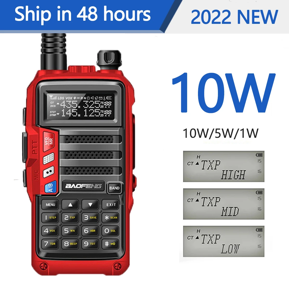 Optional 10W Baofeng UV-5R Tri-power 10/5/1W Walkie Talkie Dual Band Transceiver UV5R hunting Two way Radio UV-9R UV-82 UV-10R | Мобильные