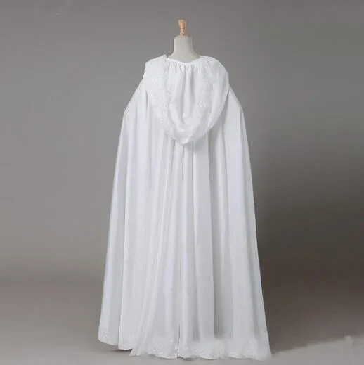 Свадебная атласная накидка с капюшоном кружевная цвета белой слоновой кости