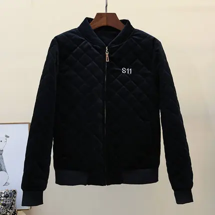 Женская куртка новинка 2019 весна осень зима тонкая золотая Вельветовая бомбер