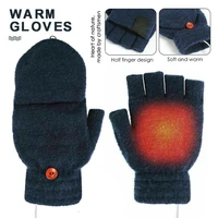 electric heated mitten knitted gloves half finger household merchandises winter usb rechargeable warming products