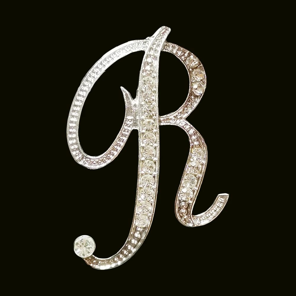 Брошь RSHCZY в виде буквы R металлическая серебристого цвета Заколки ювелирные