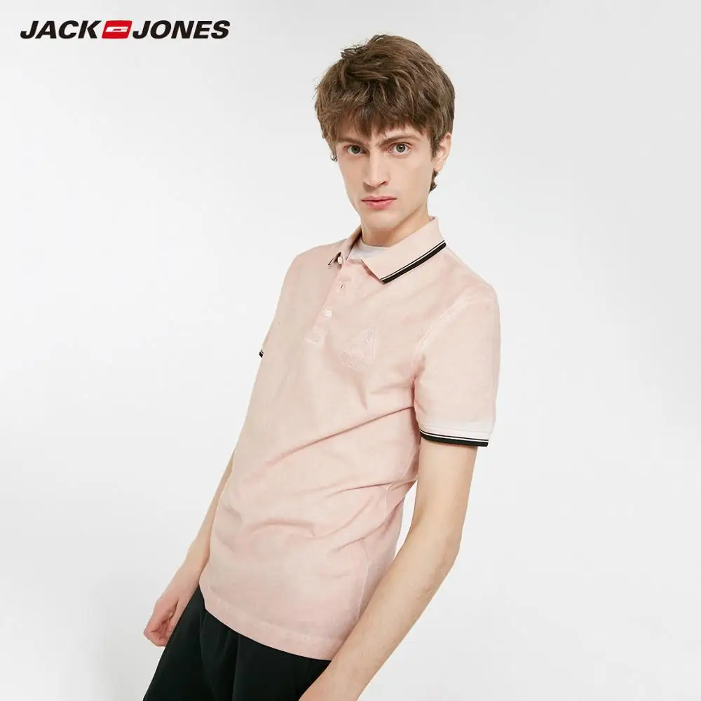 Мужская Однотонная рубашка-поло JackJones с отложным воротником и короткими рукавами