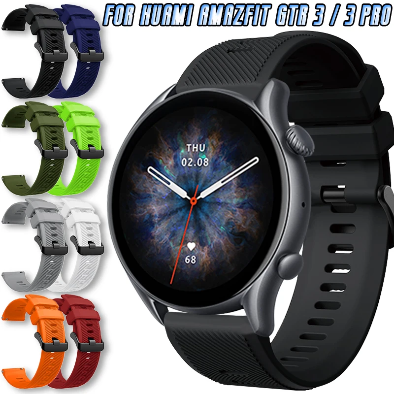 

22mm Strap For Huami Amazfit GTR 3 / 3 Pro Smart Watch Silicone Strap Replacement Stripes Textures Surface Bracelet Accessories