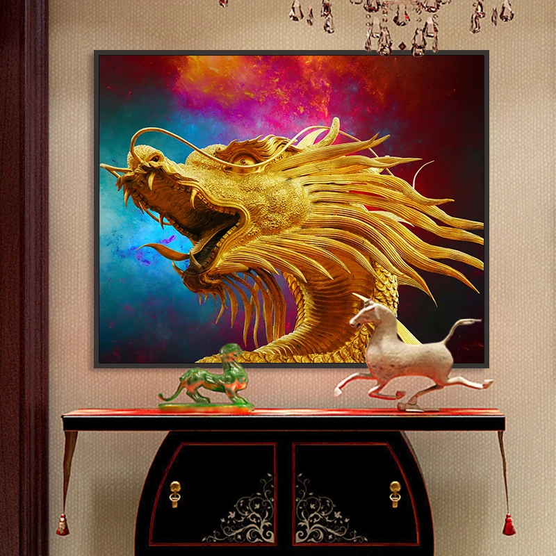 Раскрашивание по номерам картина искусство красить номер Ручная роспись священный Китайский национальный дракон дом коридор декоративный на.