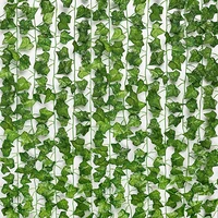 12pcs 2m home decor artificial ivy leaf garland plants vine fake foliage creeper green ivy wreath plastic rattan