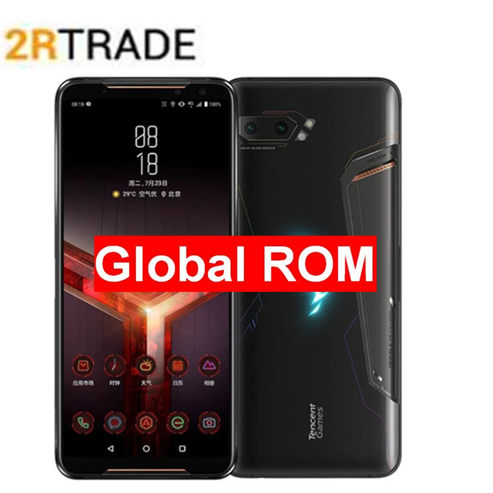 Black Asus ROG 2 супер игровой телефон ZS660KL мобильный телефон 8G ram 128G rom Snapdragon855+ 6,5" 1080x2340 h 48MP 6000mAh Android 9,0 - Цвет: Black