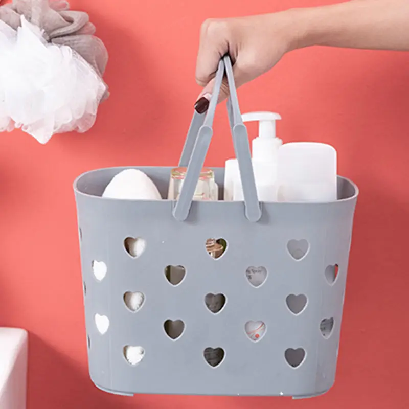 

Plastic Bath Basket Bathroom Storage Basket Household Hollow Fruit Basket Simple Portable Bath Basket