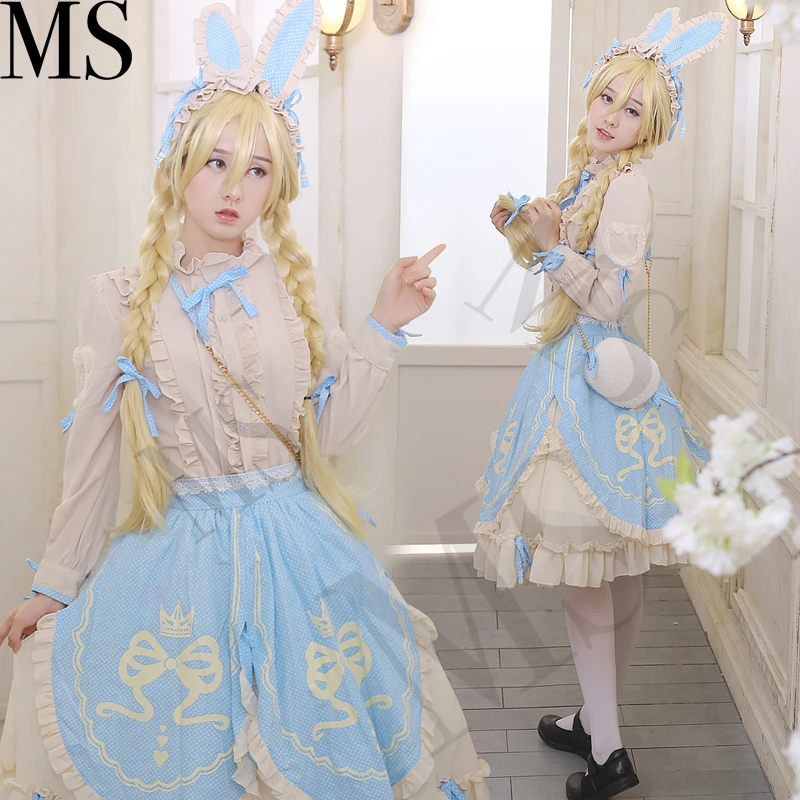 Маскарадный костюм для девочек высокое качество чудо Никки белый кролик сахар