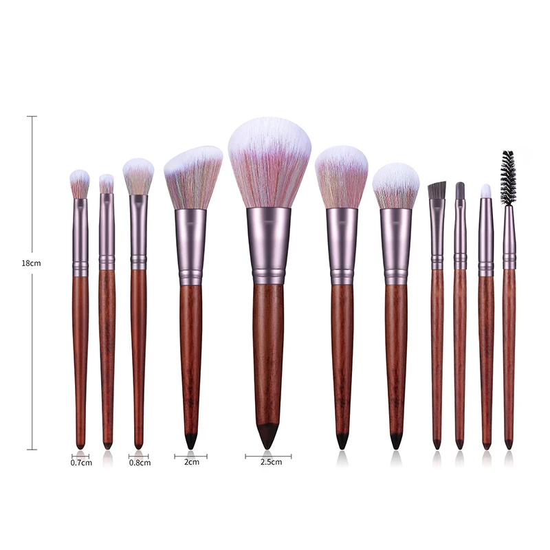 

11Pcs Professional Beauty Cosmetic Tools Wooden Eye Shadow Blush Foundation Eyebrow Makeup Brush Set